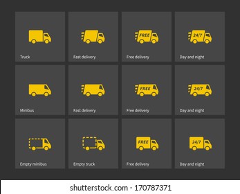 Shipments and free delivery icons. Vector illustration.