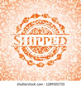 Shipped abstract orange mosaic emblem