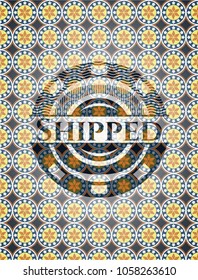 Shipped arabesque emblem background. arabic decoration.