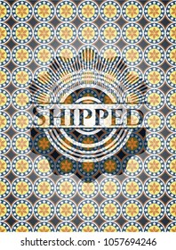   Shipped arabic emblem background. Arabesque decoration.