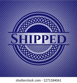 Shipped badge with jean texture