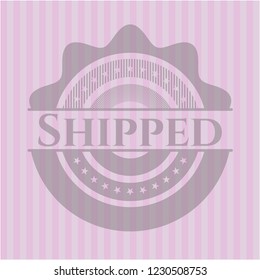 Shipped badge with pink background