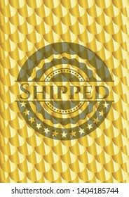 Shipped gold emblem. Scales pattern. Vector Illustration. Detailed.