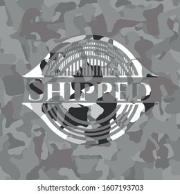 Shipped grey camouflage emblem. Vector Illustration.