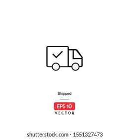 Shipped Icon. Ecommerce Isolated On White Background. With Line Style. Delivery Icon. EPS10 - Vector