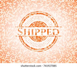 Shipped orange mosaic emblem with background