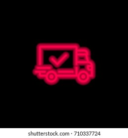 Shipped red glowing neon ui ux icon. Glowing sign logo vector