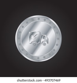 Shipped Van embossed realistic silver / platinum coin precious Icon / Logo Design