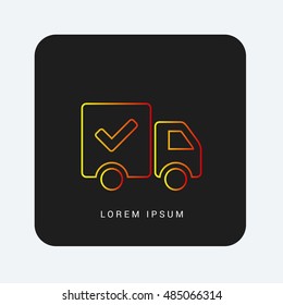 Shipped Van Red & Orange gradient attractive line thin icon / logo design