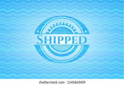 Shipped water wave concept style badge.