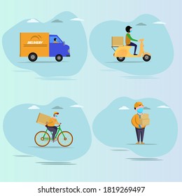 Shipper icons cartoon characters sketch dynamic design vectors stock