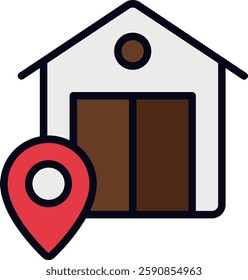 Shipping Address Filled Line Icon for Delivery Services. Package destination symbol, home delivery illustration, logistics address vector