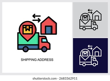 Shipping Address icon Multi Style Vector Illustration