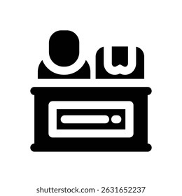 shipping agent glyph icon. Strong and solid vector icon for websites, mobile interfaces, presentations, and visual branding. High quality and easy to edit.