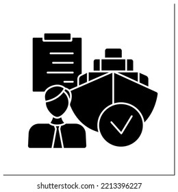 Shipping agent glyph icon.Person responsible for handling shipments and cargo. Arrangements and documents for sending goods. Import and export.Filled flat sign. Isolated silhouette vector illustration