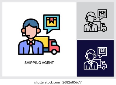 Icono de agente de envío Multi Style Ilustración vectorial