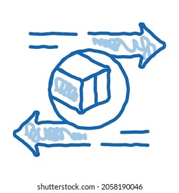 shipping and arrival sketch icon vector. Hand drawn blue doodle line art shipping and arrival sign. isolated symbol illustration