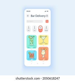 Shipping bar orders daytime mode smartphone interface vector template. Drinks store. Mobile app page design layout. Online orders management screen. Flat UI for application. Phone display