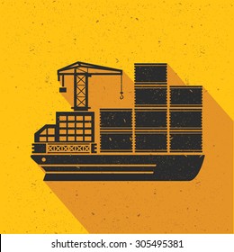 Shipping boat flat design,yellow version,vector