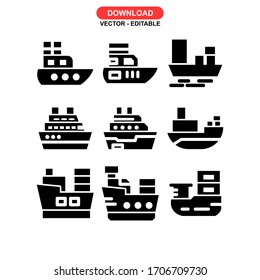shipping boat icon or logo isolated sign symbol vector illustration - Collection of high quality black style vector icons
