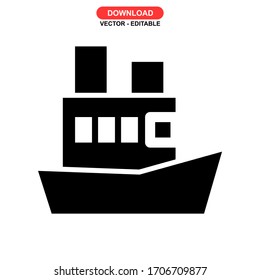 shipping boat icon or logo isolated sign symbol vector illustration - high quality black style vector icons
