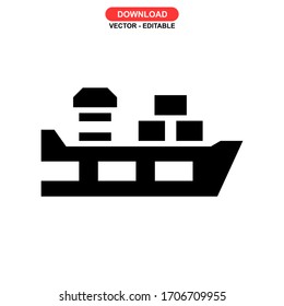 shipping boat icon or logo isolated sign symbol vector illustration - high quality black style vector icons
