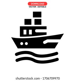 shipping boat icon or logo isolated sign symbol vector illustration - high quality black style vector icons
