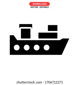 shipping boat icon or logo isolated sign symbol vector illustration - high quality black style vector icons
