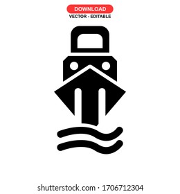shipping boat icon or logo isolated sign symbol vector illustration - high quality black style vector icons
