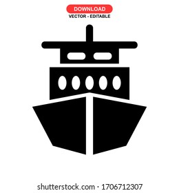 shipping boat icon or logo isolated sign symbol vector illustration - high quality black style vector icons
