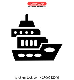 shipping boat icon or logo isolated sign symbol vector illustration - high quality black style vector icons
