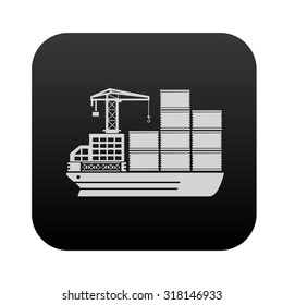 Shipping boat on black button blackboard,vector