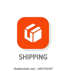 Shipping box app icon button for user interface or web