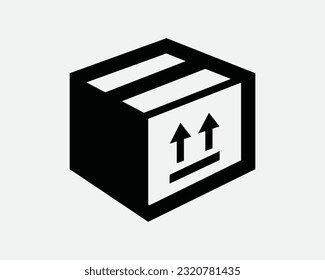 Shipping Box with Arrows Icon. Package Packaging Courier Shipment Delivery. Black White Sign Symbol Illustration Artwork Graphic Clipart EPS Vector