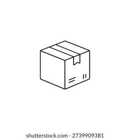 Shipping box black and white line icon minimal vector illustration for delivery and online shopping packaging