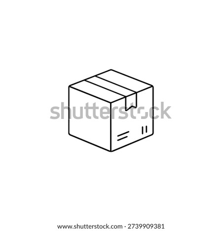 Shipping box black and white line icon minimal vector illustration for delivery and online shopping packaging