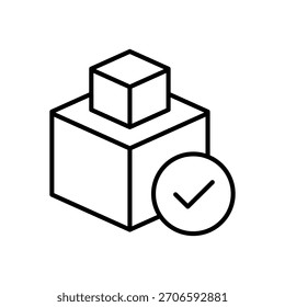 Shipping box with a check mark icon, representing verified or completed delivery and inventory.