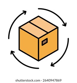 Shipping Box Delivery Return Vector Icon Set - Logistics, Parcel, E-commerce, Supply Chain, Outline, Flat, Editable Line Weight