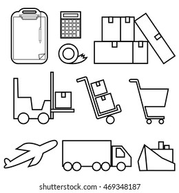 shipping, box, delivery service, line icon