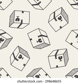 shipping box doodle seamless pattern background