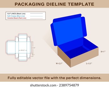 Shipping Box, Ectangle Box, Rectangular Box, Dieline Template, Editable Vector File