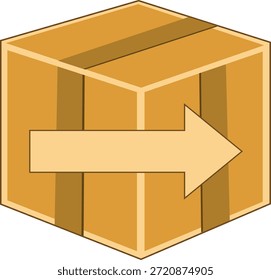Icono de caja de envío con Ilustración vectorial plana de flecha