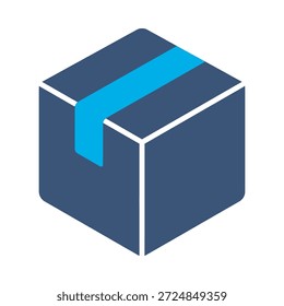 ícone da caixa de transporte azul plano vetor projeto pacote símbolo da caixa entrega presente carga logística contêiner elemento gráfico sinal