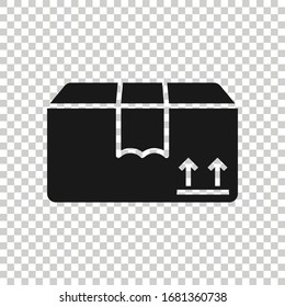 Shipping box icon in flat style. Container vector illustration on white isolated background. Cardboard package business concept.