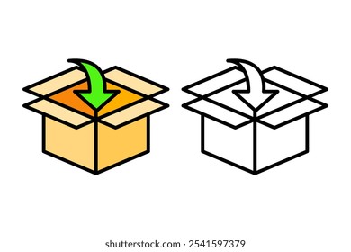 Dibujos animados del objeto del icono de la caja de envío, Vector plano de la etiqueta engomada
