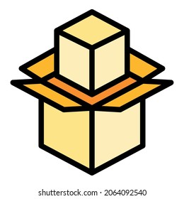Shipping box icon. Outline shipping box vector icon color flat isolated