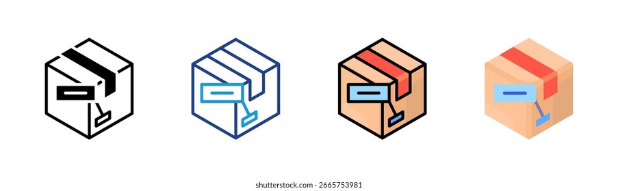 Conjunto de iconos de caja de envío colección de estilo múltiple
