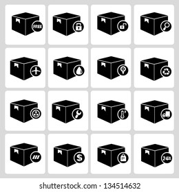 shipping box icons set
