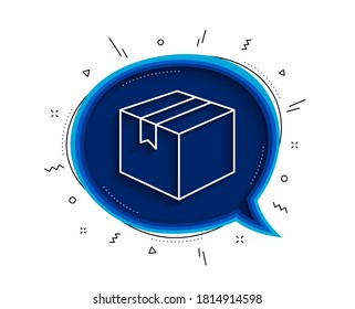 Das Symbol der Versandbox-Zeile. Chatblase mit Schatten. Logistik-Lieferzeichen. Parcels Tracking Symbol. Dünne Linie Paketsymbol. Vektorgrafik