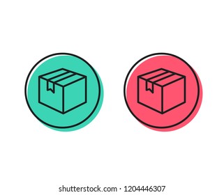Shipping box line icon. Logistics delivery sign. Parcels tracking symbol. Positive and negative circle buttons concept. Good or bad symbols. Parcel Vector